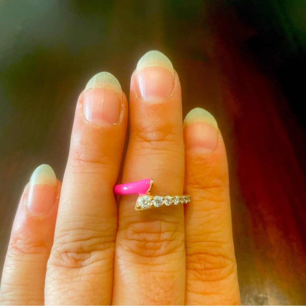Enamel and Diamonique Ring